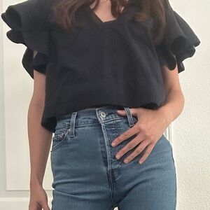 Maeve by Anthropologie blouse size small navy 100% cotton